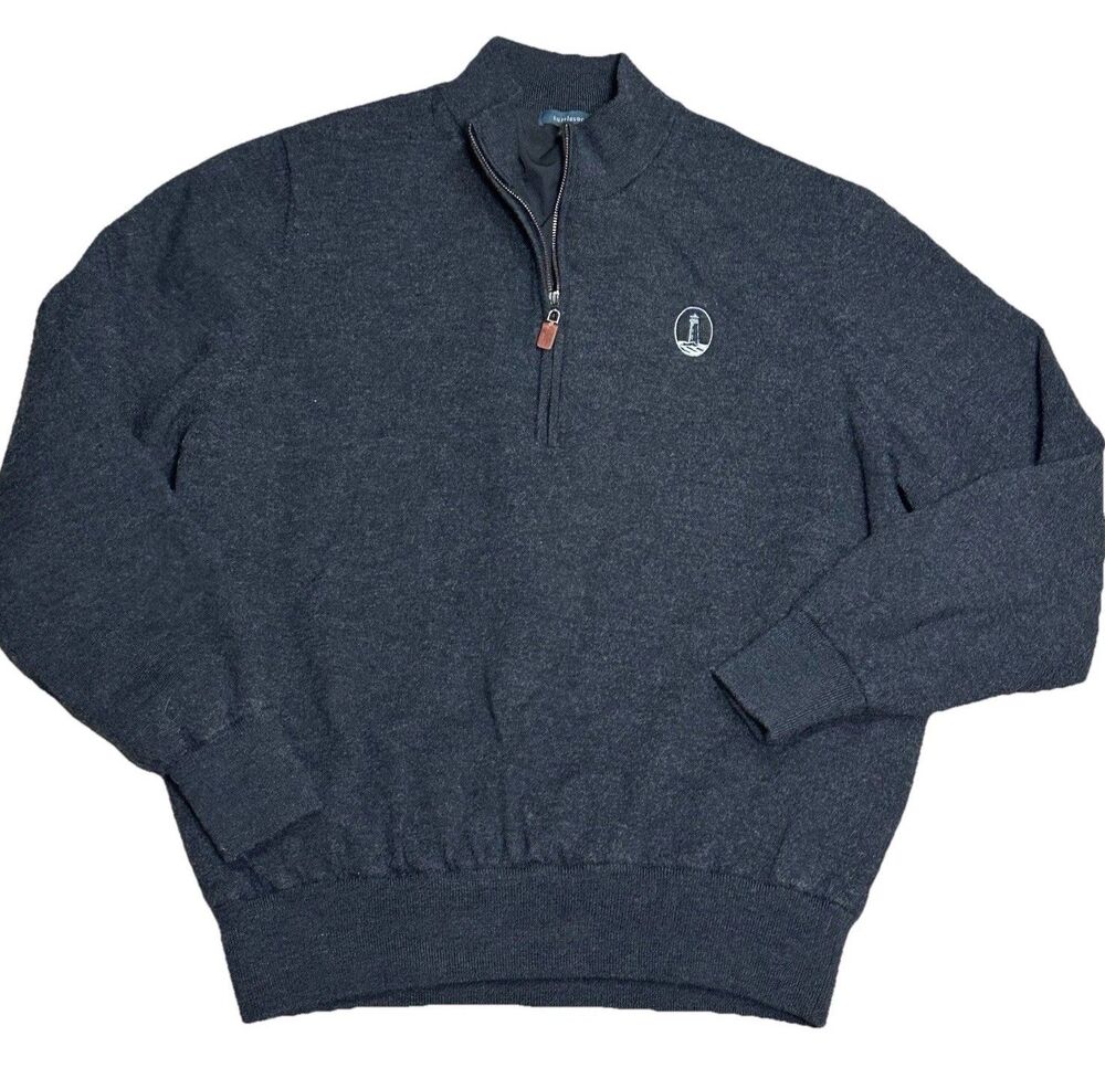 Turtleson Fully Lined Mens XL Golf Sweater Extra Fine Merino Wool 1/4 Zip